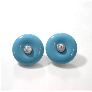 18k GOLD, DIAMOND & TURQUOISE EARRINGS W/APPRAISAL